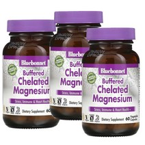 블루보넷 버퍼드 킬레이티드 마그네슘 200mg 60식물성캡슐 NON GMO 자연성분, 60정, 3병