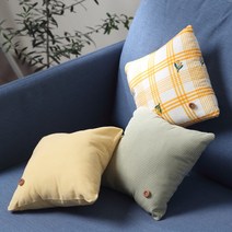 [DIY] (동영상설명) 낮잠쿠션 쿠션만들기 미니쿠션 꽃원단 노랑체크튤립 솜포함 자유학년 바느질재료 실과수업재료, 비숑