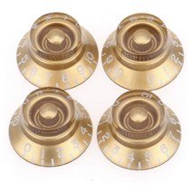 음악적으로 프로메트릭 사이즈 18 Spline Bell Top Hat Control Knobs for Epiphone Les Paul SG Electric Guitar Asia 수입 기타 베이스 분할 샤프트 포트 골드 세트 4개, 상세페이지 참조