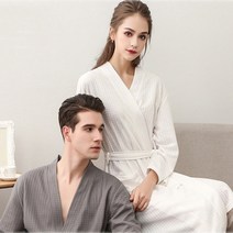 남녀공용 커플 호텔식 가벼운 와플 여름 사계절 골프 바스 목욕 3초 샤워가운 XXXL, 1개, 그레이