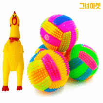 그녀마켓 강아지 장난감 삑삑이 공 셋트 던지기 놀이 애견 반려견 고양이 노즈워크 소형 탱탱볼 야광공 발광볼 4+1 닭인형증정, 1세트