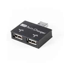 USB 2.0 Male to Twin Female Charger 2 Ports Splitter Hub Converter Connector for DC 5V Power Adapter, 01 Black Converter