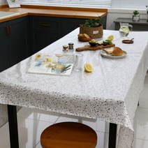 슈가맘 친환경 TPU 면 방수식탁보 테이블보 대폭 2인~6인 길이추가 가능, 6인(145 X 220cm), 스케치플라워 화이트