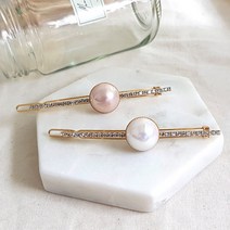 바이진주리본 진주 포인트 일자 스톤핀