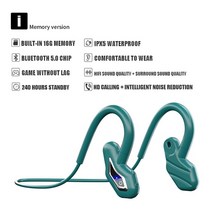 골전도 이어폰 귀안아픈이어폰 내장 16G 메모리 MP3 음악 행잉 이어 스포츠 무선 블루투스 헤드폰 마이크 게이밍 헤드셋 포함, [01] Black Built-in16G SD