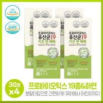 건강한 유산균 프로바이오틱스 유산균19 키즈앤베베 2g x 30포x4개 번말타입으로 섭취가 간편 유아에서 어린이까지 하루 1포 간편섭취가능, 본문참고, 본문참고