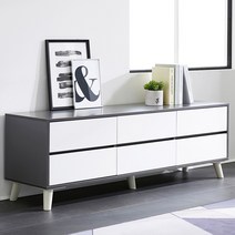 그레이스 1500 2단 서랍 거실장 tv받침 모던 높은 티비장, 그레이화이트