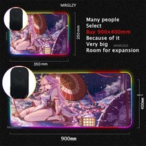 원신 장패드 마우스패드 게이밍 Genshin Impact Shenhe RGB LED 마우스 패드 무선 충전 러그 한 Yae Miko 게임 Typec, 10_300X900X3MM
