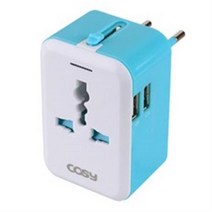 코시 팝블럭 USB 2포트 여행용 어댑터 TA3024U 블루, 3개