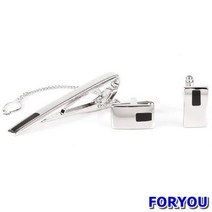 Foryou12541 포인트 블랙 커프스링크 넥타이핀 세트 넥타이 커프스 타이바 핀