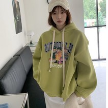 KORELAN 실사 캐시미어 도톰하다 루즈하다 패셔니스타 만화 파마 곰 후드티