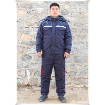 스즈키방한복 일체형 방한복 겨울 피스복 점프수트 남 특후냉장고 패딩 저온냉동고 로보 후드