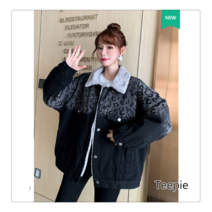 티피/Teepie 양털 데님 재킷 여성 가을과 겨울 두꺼운 느슨한 유행 블라우스