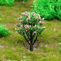 2개 세트 미니어처 디오라마 트리 꽃나무 모형 핑크 7.3cm 공예 소재 재료 꾸미기 테라리움