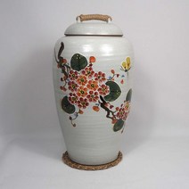 여주도자기 쌀독 10k 20k+쌀바가지+ 볏짚받침포함, 분상감사루비아쌀독20k