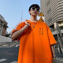 라운드넥반팔티 클라인 블루 영문 플라워 프린팅 와이드 루즈핏 홍콩 토박이 캐쥬얼 Y217P25 화이트 4993291567