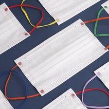 가볍고 숨쉬기편한 컬러끈 3중 일회용 성인마스크 50매 차단기능 패션마스크, A.오렌지, 100매