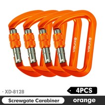 클라이밍로프 암벽장비Xinda 야외 카라비너 암벽 등반 산악 착륙 30kN 고도 작업 장비 알루미늄 합금 안, 16 Screw Orange 4