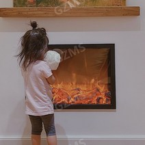 벽난로모형 엔틱 반원콘솔 인테리어 벽난로 장식장, 테두리가 없는 커스텀 전면 + 장식용 불꽃