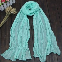 새로운 얇은 Pleated 여성 스카프 Hijabs 일반 컬러 린넨 소년 소녀 Scarfs 숙녀 목도리 랩 머리띠 부드러운 따뜻한, Mint Green