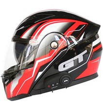 에스티 오토바이헬멧 풀페이스 블루투스 시스템 경량 바이크 하이바, M, 유광블랙+레드