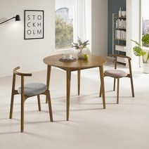푸딩 1000 원형 원목 식탁 테이블 세트 월넛색상 (사이즈 1000), 1000 테이블만, (의자없음)