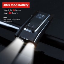 4000 mah 유도 자전거 전면 빛 세트 usb 충전식 스마트 헤드 라이트 800 루멘 led 램프 사이클 손전등, [10] 4000 Black