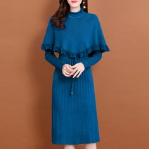스타일아유 여성용 니트 원피스 투피스 투웨이 밴딩 스커트 가을 겨울 긴팔 원피스