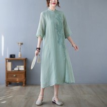 빈티지화이트원피스 2022 모시메리 흰원피스 여성 여름 고퀄리티 감각 면린넨 자수 클래식 중국식 리폼 4774845285