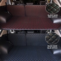 방수 트렁크매트 QM3 QM5 QM6 가죽 풀세트, 싼타페TM 7인승, 블랙원단 레드스티치