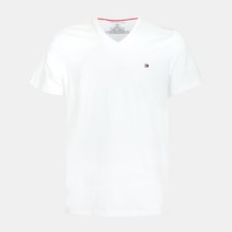 타미힐피거 남성용 브이넥 코어 플래그 반소매 티셔츠 화이트 09T3140 100