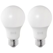 이케아 SOLHETTA 솔헤타 LED 전구 E26 470 루멘 2개 한세트/조명, 단품, 색상:오팔_004.985.80