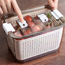 SIMMY 신선통 신선 보관 상자 뚜껑과 구획이 밀봉된 주방 플라스틱 보관함 채반용기, 브라운, 소형, 2개