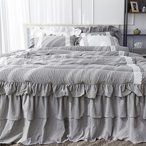 류금숙 여자의 마음 바이오워싱 광목프릴 차렵이불 베개 프릴침대커버 세트