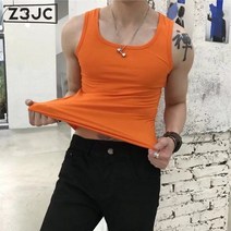Z3JC 남성 하이넥 슬림 반팔 스판 스키니 블랙 나시 조끼 남성 런닝
