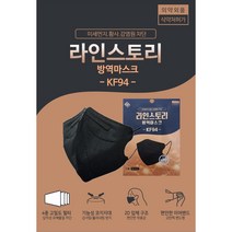 라인스토리 KF94 새부리형 마스크 블랙 화이트 50매 100매, 여성 중형핏 대형 블랙50매