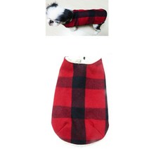 강아지체크무스탕 간절기털옷 조끼패딩 중견옷 불독옷 고양이옷 애견코트, M