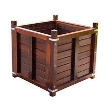 야외 화분 이동형 부식방지 대형 목재화분 화단 바퀴, 내마모성 페인트 삼중강화 60x60x60cm