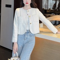 넷투넷코리아 여성 캐주얼 자켓 라운드 크롭 루즈핏 숏 코트 트위드