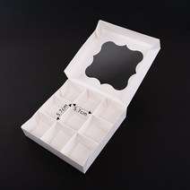LBSISI 생활 5pcs 9 16 격자 초콜릿 종이 상자 화이트 수제 베이킹 미니 컵케익 포장 생일 웨딩 파티 장식, 01 9 Grid One