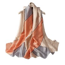 RETong 실크 스카프 프린트 자수 긴 세틴 (90cmX180cm) .. 초록색. 90*180 가성비 추천 미국직구, Orange Oak