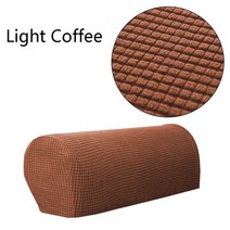 2PCS/ New Stretchy Premium Fit Chair Sofa Armrest Covers Fleece Couch Arm Protector, 10 light coffee