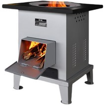 펠릿난로 펠렛난로 장작 및 석탄 이중 목적 가스화기 가정용 실내 무연 난방 스토브 장작 스토브 가정용 장작 굽기 농촌 대형 냄비 테이블, 작은 40x40cm 고정 다리 + 3m 튜브 +