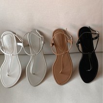 여름 발편한 끈 쪼리 소가죽 발목 스트랩 플랫 샌들