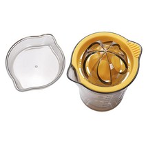 다기능 수동 착즙기 레몬 압착기 주방용 수동 손 압착기, 13.5x15cm, 클리어+옐로우, 플라스틱