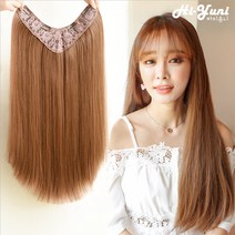 하이유니 스트레이트 반가발 셀프 붙임머리 헤어 피스 패션 부분 가발, 45cm, 커피브라운