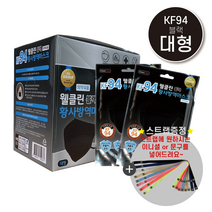 KF94 웰클린 새부리형 황사방역마스크 블랙/대형/50매 + 스트랩증정, 블랙 대형 50매
