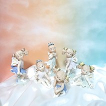 천사 도자기인형 3P 세트 야드로 장식소품 도자기장식품 귀여운소품 피겨린 두디, 앉아있는 천사 3p 세트
