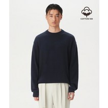 커스텀어클락 면100소프트 면 크루넥 니트 네이비 COOSKT008네이비 SOFT COTTON CREW NECK KNIT