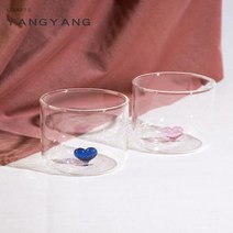 LMZ 하트 바닥 유리 컵 북유럽풍 커플 믈컵, 갈색 단일 공 유리